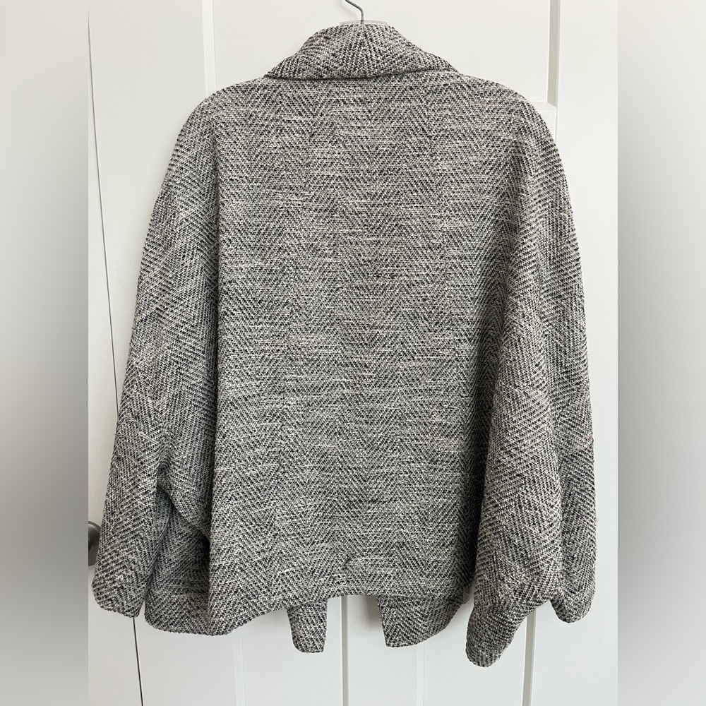 Eileen Fisher Blazer Jacket Soft White Black Italian Tweed Cotton XL Draped - Picture 5 of 11